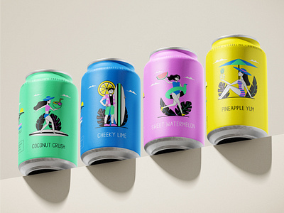 Enjoying Summer🥥 🍋🍉🍍 branding can can design character design drink graphic design illustration juice logo packaging summer drink typography vector
