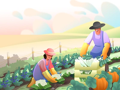 Farmers Reaping Fresh and Quality Garden Produce - Illustration bountifulgardens earthlytreasures farmerillustration farmersharvest farmersjourney farmerswellbeing freshandquality freshvegetables harvestseason illustrationfood natureswealth nutrientrich organicproduce pickingfruits