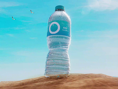 OEAU - 3D Key visual 3d 3d modeling beach bottle cinema 4d egypt graphic design key visual manipulation poster redshift social media summer water water bottle
