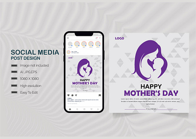 Happy Mother's Day day design happymothers mothersday socialmediapost templet