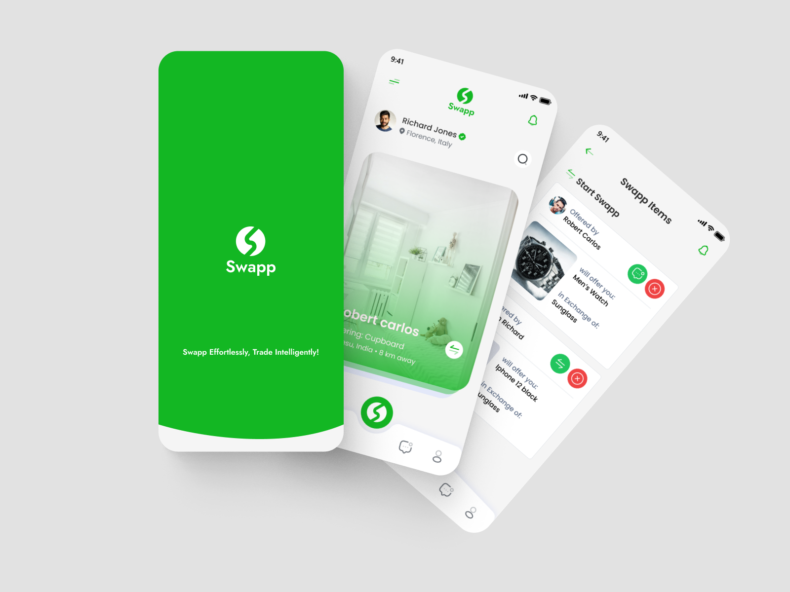 Swapp App app barter branding design development exchange goods flutter graphic design logo mobile app mobile ui projects sports auction time time tracking trade items trading ui uiux ux