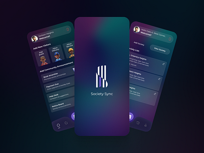 Society Sync App app branding design development flutter graphic design management mobile app mobile ui projects projects management reviewing hours shifts society management time tracking tracking uiux