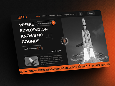 Simplifying the journey to space discovery india isro rocket space spacetech ui website websiteuiux whiteorangesoftware