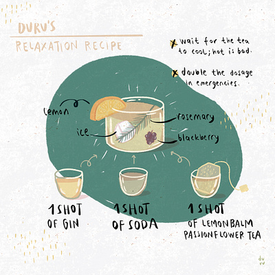 My Relaxation Recipe alcohol cute doodle drawing drink food illustration inspiration recipe
