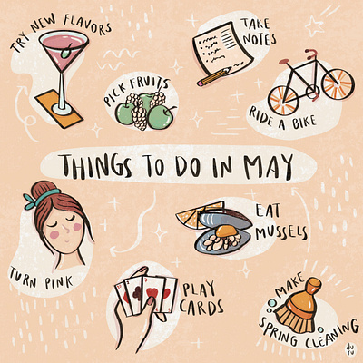 Things To Do In May calendar cute design doodle drawing fancy illustration inspiration may pretty procreate spring