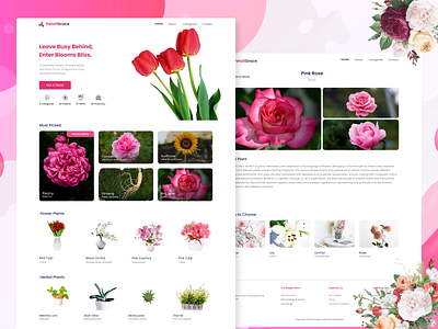 PetaliGrace animation app design florist flower graphic design illustration landing page rose tulip ui ui design ui ux user interface ux vector web design website