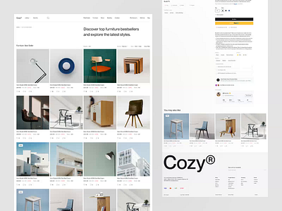 Cozy - Ecommerce Website animation b2b chair clean decor design dipa inhouse ecommerce furniture home homedecor ikea interior landing page marketplace shop startup ui design web design website