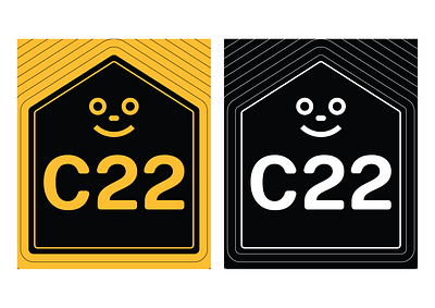 Casa 22 Logo black branding character design digital home house icon illustration logo minimal number signage smile vector white yellow