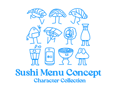 Sushi Menu Character Collection character character design character illustration character logo character mascot doodle japanese food japanese restaurant mascot mascot logo sushi
