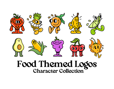 Fruit Logos Character Mascot Collection cartoon character character logo food fruit logo mascot mascot logo nft organic veg vegetables