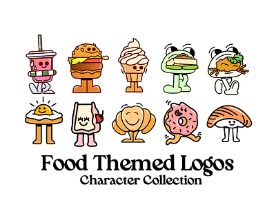 Food Logos Character Mascot Collection bao bun burger cartoon character art character design character logo donut fast food food illustration logo logos mascot logo