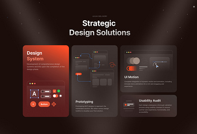Strategic Design Solution Section bento grid branding design designinspiration illustration minimal minimalistic ui uiux uiuxdesign webdesign
