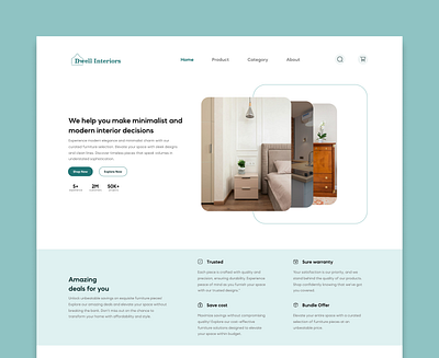 A landing page for Dwell interiors decor e commerce figma interior product design ui ux web design