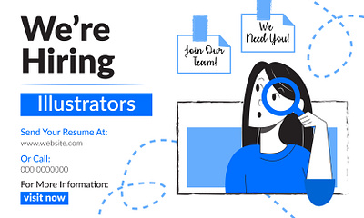 We are Hiring Flat Vector Illustration Design banner design flat illustration graphic design hiring illustration landing page post poster searching ui vector vector illustration website banner