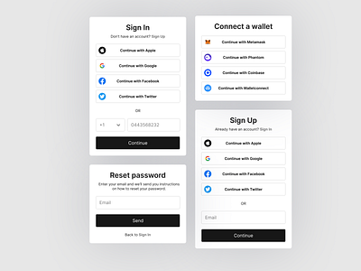 Components Ui kit components connect crypto design design system elements pop up product product design sign in sign up system ui ui kit uiux ux wallet web3