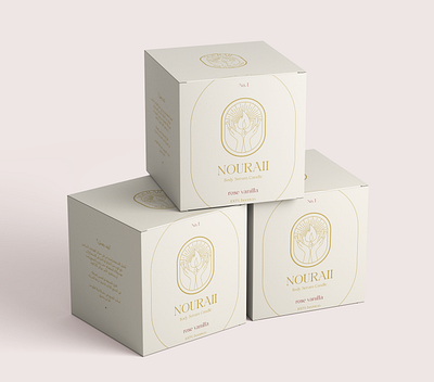 Nouraii Packaging Boxes beauty branding candle concept design feminine logo luxury packaging product