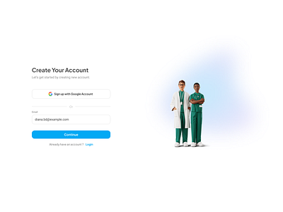 Alaan Med already have account create account doctor email form gmail healthcare app log in medical password product design register sign in sign up sign up with google account ui ux web design