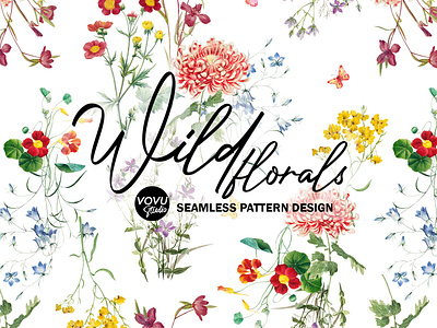 Seamless Pattern Design: WILD FLORALS bedding clothes botanitcal illustration curtain florals design art digital art digital print fashion print florals illustration flowers drawing fresh graphic design illustration repeat pattern seamless pattern design surface pattern design wallpaper print wild florals wild flowers