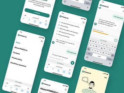 Pomozi.hr - AI based platform for mental health support ai animation bots chat chatbox chatplatform communication illustration modern onboarding ui ux