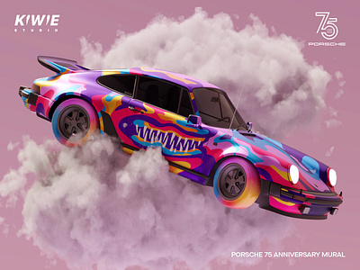 Porsche 911 - 75th Anniversary Mural & Car Wrap Design Porsche 9 3d 3d art 911 3d car artwork cars graffiti mural porsche porsche 3d porsche 911 street art wall art