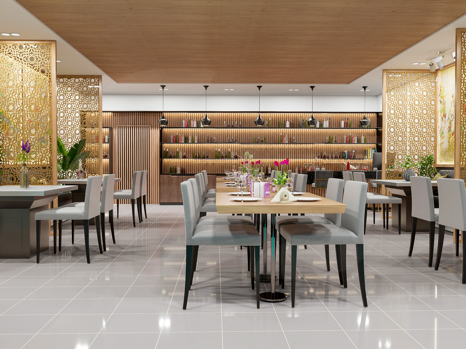 Korean Restaurant Interior- 3D Architectural Design by CREATIVE DREAMRS