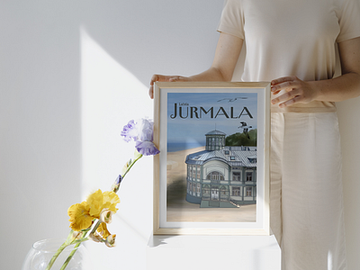 Jurmala City Poster architecture art cityposter graphic design illustration landscape poster posterdesign retroposter retrostyle webart