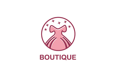Fashion Boutique Logo Pink Dress app branding design graphic design illustration logo typography ui ux vector