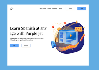 Purplejet- learn spanish site design education landing page spanish ui ux web design