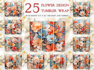 Luxury Oil Painting Floral 20 Oz Tumbler Wrap Design 20oz skinny tumbler