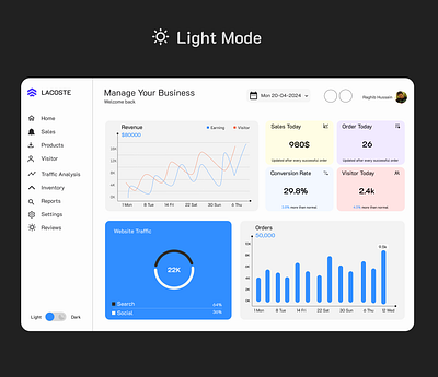 Lacoste | Dashboard blue theme branding dark website dashboard graphic design ui user interface