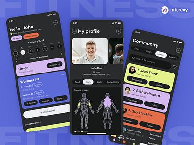 Fitness app for crossfitters dark theme design fitness ios mobile app mobile app design mobile application product design ui ux