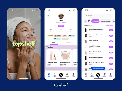 Topshelf iOS app app cosmetics ios makeup mobile profile page search tags ui ux