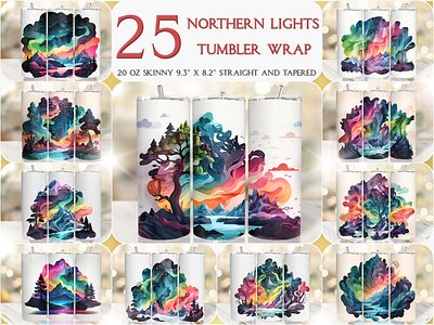 Northern Lights Seamless Straight and Tapered 20 Oz Tumbler Wrap modern tumbler wrap