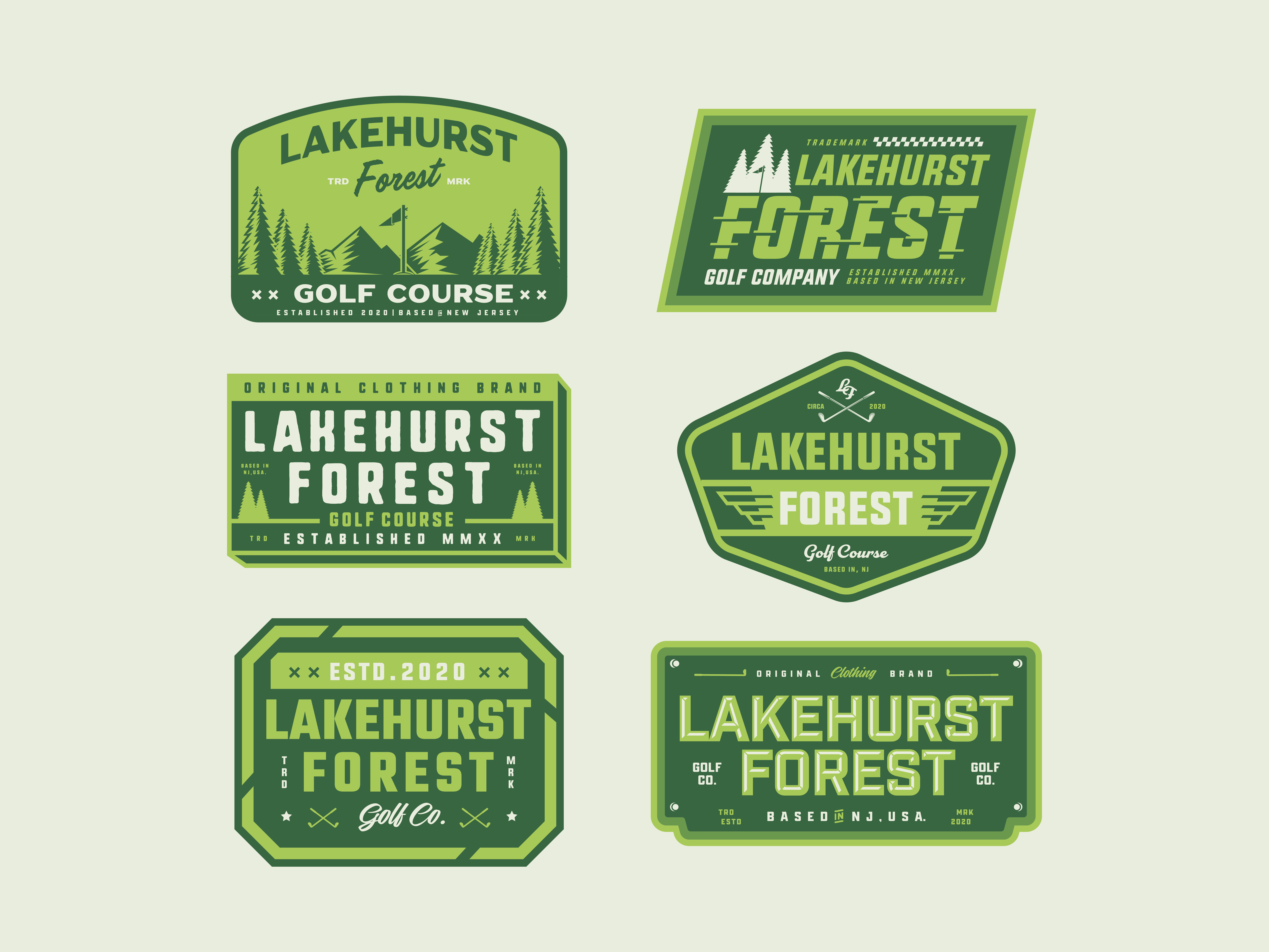 LAKEHURST FOREST GOLF BRANDING KIT badge design brand design branding branding design clothing golf golf company graphic design illustration logo logos logotype typography visual identity