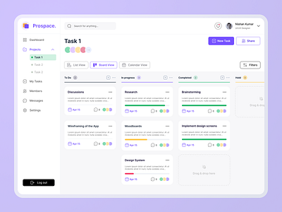 Dashboard design of a Project Management Tool adobexd branding dashboard dashboarddesign design designer dribble figma figmadesign graphic design highfidelity prototyping ui ui design uiux user experience user interface ux web design website