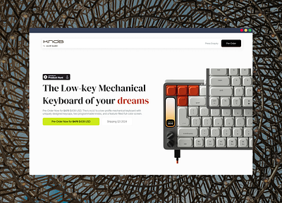 Knob Mechanical Keyboard Landing Page 3d animation branding graphic design landing page logo motion graphics ui