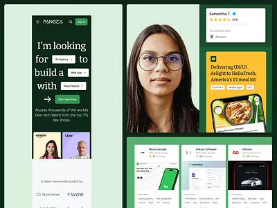 Agency Markeplace - Product Visual ai booking design design system developer development freelancer hero job landing minimal mobile product visual responsive search talent talent cards ui web