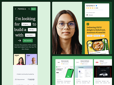 Pangea.ai - Product Visual ai booking design design system developer development freelancer hero job landing minimal mobile product visual responsive search talent talent cards ui web