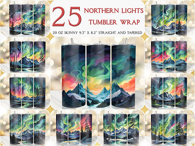 Oil Painting Northern Lights Seamless 20 Oz Tumbler Wrap best selling tumbler