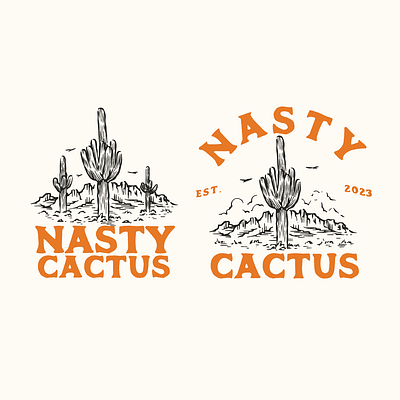 Nasty Cactus branding cactus desert design hand drawn design illustration illustration vintage logo design nasty rocky vintage logo