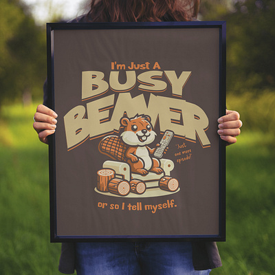 Busy Beaver adorable beaver busy cartoon cute design funny kittl pop culture print on demand t shirt t shirt design