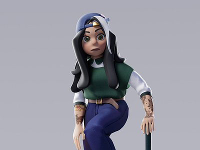 Olivia 3d character bagpack baseball character character design illustration