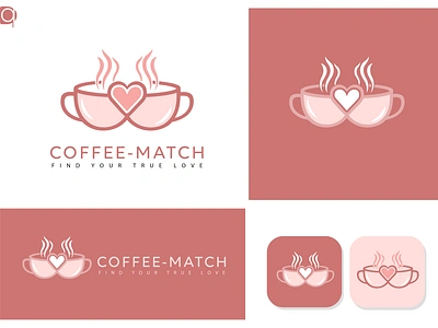 Dating App Coffee Match Minimal Logo branding dating logo graphic design logo minimal minimal logo