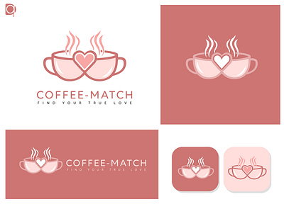 Dating App Coffee Match Minimal Logo branding dating logo graphic design logo minimal minimal logo