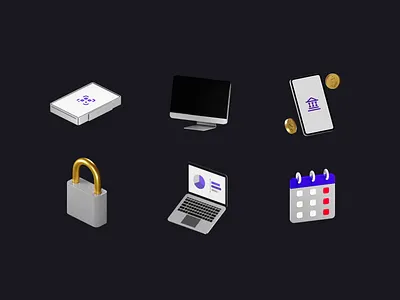 3D Icons - Fintech Solution 3d 3d design animation branding design finance fintech graphic design illustration logo motion graphics ui uxerflow