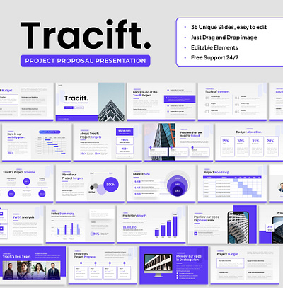 Tracift - Project Proposal Presentation Template business presentation clean presentation company graphic design ppt presentation presentation template project proposal