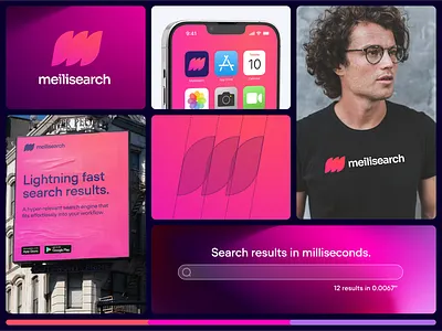 Meilisearch Bento branding geometric letter m lettermark logo m mark speed