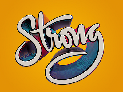Strong 3d type graphic design lettering logo procreat typography vector