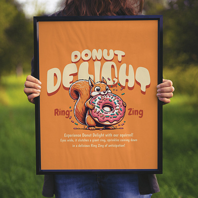 Donut Delight adorable cartoon cute design donut funny kittl pop culture print on demand squirrel t shirt t shirt design