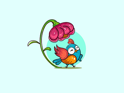 Bird with Flower Logo